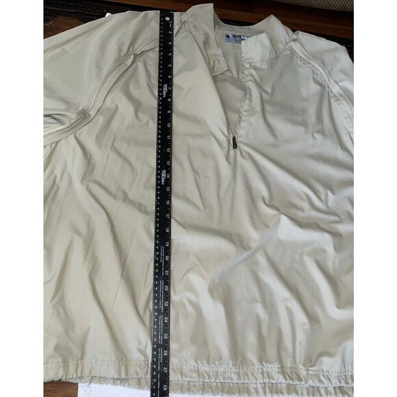 Golf Tech Quarter Zip‎ removable sleeves beige Windbreaker XXL 2 Pocket - Picture 6 of 8